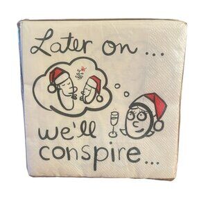 Christmas Napkins Later On We’ll Conspire White Wendy Tancock Design 20 Count
